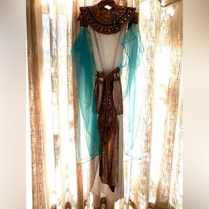 Cleopatra Costume -Embellished Dress,Cape, Belt,Head Piece, Jeweled Collar